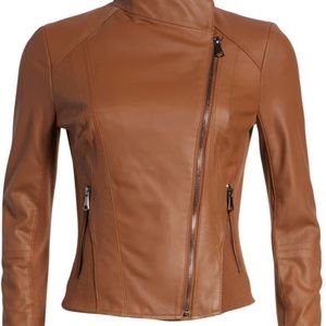 Marc New York Stand Collar Leather Jacket